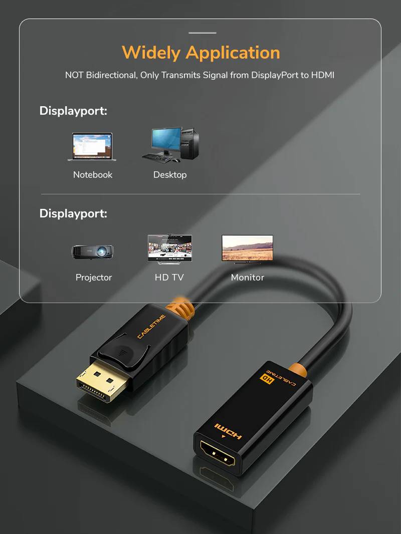 DP Male To HDMI Female Adaptor Converter 1080p 60Hz