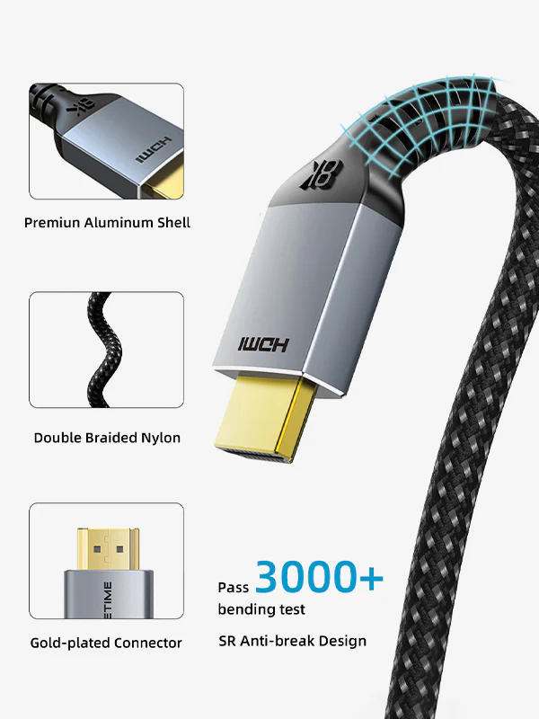 8K HDMI 2.1 Cable 48Gbps Braided