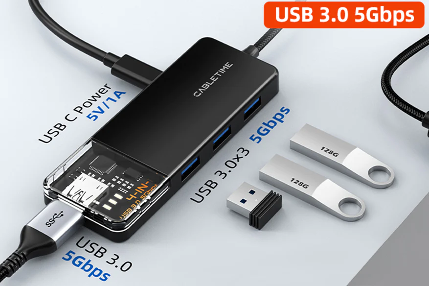 4 Port USB 3.0 Hub with Power Supply