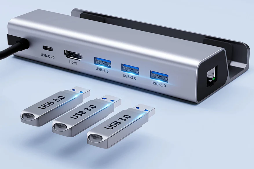 Three USB 3.0 ports Steam Deck dock