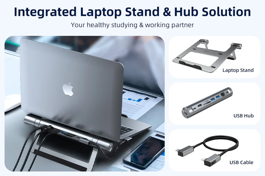 2 In 1 Laptop Stand with Docking Station