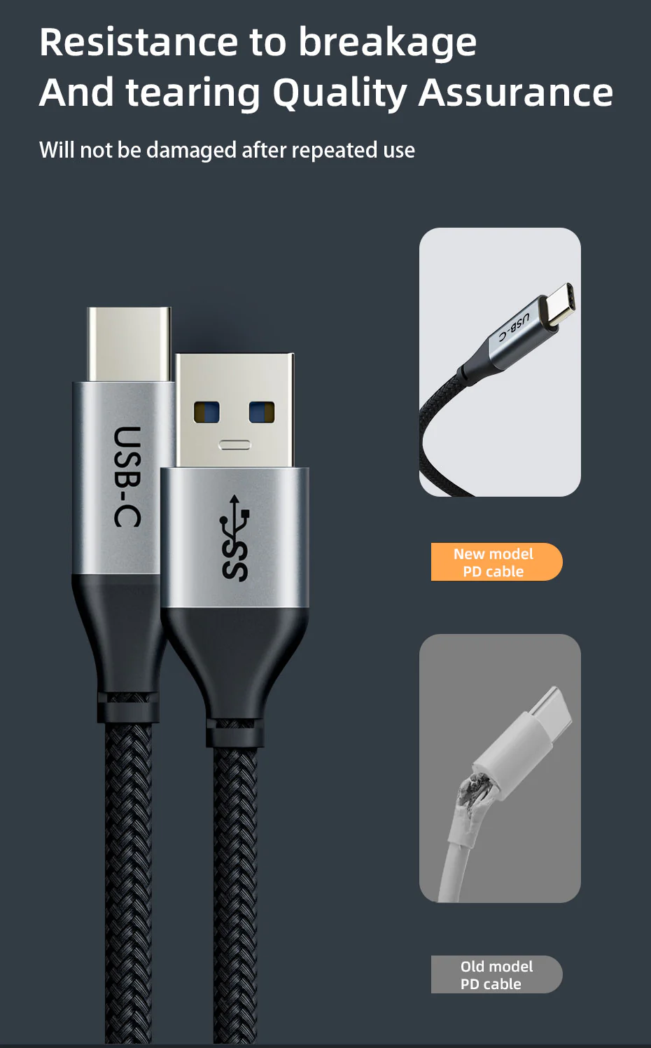 Superspeed 5Gbps USB 3.0 A To USB C Charge Cable 3m